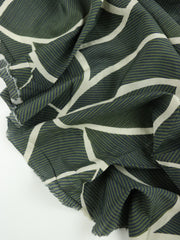 Load image into Gallery viewer, Navy & Olive Striped in Geometric Cotton Lawn | Designer Deadstock