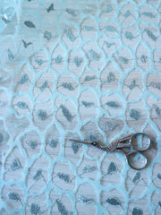 Load image into Gallery viewer, 1YD Blue Cheetah Lace W/ Metallic Silver | Kayla's Destash