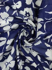 Load image into Gallery viewer, 3YD FLAWED REMNANT; White Floral on Navy Cotton Lawn | Designer Deadstock