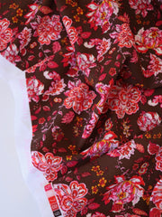 Load image into Gallery viewer, Liberty Floral on Chocolate Nylon Spandex Tricot | Designer Deadstock
