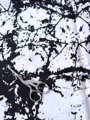 Load image into Gallery viewer, 1YD 16IN Black Splatter on White Rayon Challis | Kayla's Destash