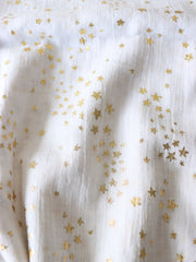 Load image into Gallery viewer, 2YD Gold Stars on White Single Gauze | Kayla's Destash