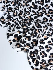 Load image into Gallery viewer, Black & Taupe Leopard on Ivory Double Brushed Poly