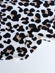 Load image into Gallery viewer, Black & Taupe Leopard on Ivory Double Brushed Poly
