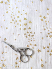 Load image into Gallery viewer, 2YD Gold Stars on White Single Gauze | Kayla's Destash