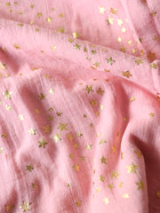 Load image into Gallery viewer, 3YD Gold Stars on Pink Single Gauze | Kayla's Destash
