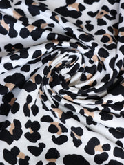 Load image into Gallery viewer, Black & Taupe Leopard on Ivory Double Brushed Poly