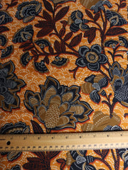 Load image into Gallery viewer, Olive/Rust Floral on Gold Rayon Challis | Designer Deadstock