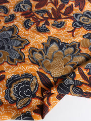 Load image into Gallery viewer, Olive/Rust Floral on Gold Rayon Challis | Designer Deadstock