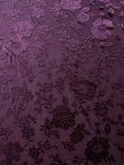 Load image into Gallery viewer, Burgundy Floral Velvet on Stretch Mesh