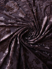 Load image into Gallery viewer, Chocolate Floral Velvet on Stretch Mesh