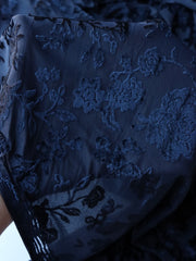 Load image into Gallery viewer, Navy Floral Velvet on Stretch Mesh