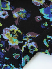 Load image into Gallery viewer, Blue Floral Cotton Rib | By The Half Yard