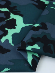 Load image into Gallery viewer, Neon Mint & Grays Small Camo QUAD Performance Jersey Knit | By The Half Yard
