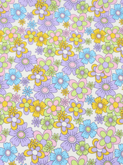 Load image into Gallery viewer, Lime/Lilac/Mango/Lavender/Blue Groovy Blooms Swim Tricot | Italian Designer Deadstock | By The Half Yard