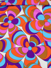 Load image into Gallery viewer, Brown/Purple/Blue/Red Retro Wavy Floral Swim Tricot | Italian Designer Deadstock | By The Half Yard