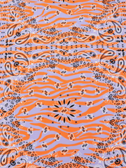 Load image into Gallery viewer, Bandana on Periwinkle & Orange Tiger Swim Tricot | Italian Designer Deadstock | By The Half Yard