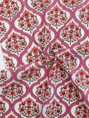 Load image into Gallery viewer, Lattice Floral in Pink | Indian Block Print: Cottage | Fableism Supply Co