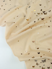 Load image into Gallery viewer, Butterflies 2 Tone Foil on Beige French Terry