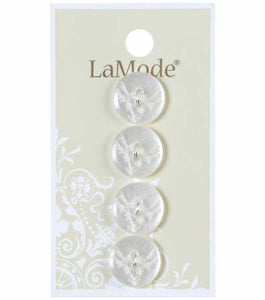 5/8" White Etched Flowers Buttons | LaMode