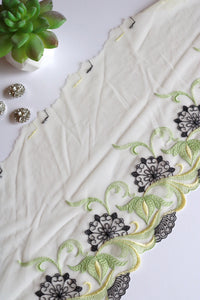 Citron & Black 7.5" Wide Embroidered Lace Trim