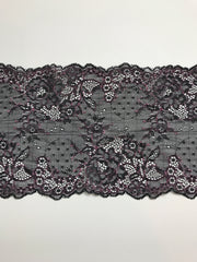 Load image into Gallery viewer, Black & Pink 6.25" Wide Stretch Lace