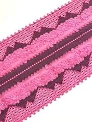 Load image into Gallery viewer, Bubblegum & Gray 7.5" Wide Stretch Lace