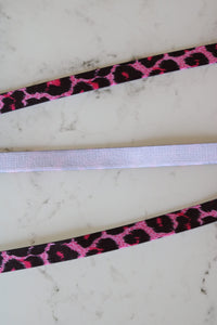 Pink Cheetah 1/2" (13mm) Satin Strap Elastic