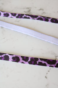 Purple Cheetah 1/2" (13mm) Satin Strap Elastic