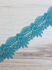 Load image into Gallery viewer, Turquoise 2" Wide Crochet Lace