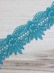 Load image into Gallery viewer, Turquoise 2" Wide Crochet Lace