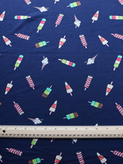 Load image into Gallery viewer, 5YD 25IN REMNANT; Summer Treats on Navy Double Brushed Poly