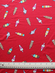 Load image into Gallery viewer, Summer Treats on Red Double Brushed Poly