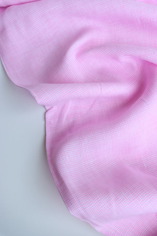 Pink Mini Houndstooth | Limerick Linen Yarn Dyed | Robert Kaufman