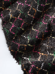 Load image into Gallery viewer, Multicolor Argyle on Black Wool Boucle Sweater Knit | By The Half Yard