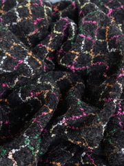 Load image into Gallery viewer, Multicolor Argyle on Black Wool Boucle Sweater Knit | By The Half Yard