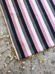 Load image into Gallery viewer, Mauve/Black/Gray/Ivory Vertical Stripe Double Brushed Poly