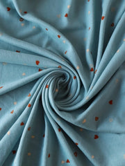 Load image into Gallery viewer, Tossed Hearts on Chambray Brushed Sweater Knit