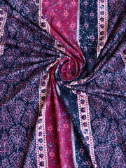 Load image into Gallery viewer, Magenta & Navy Batik Vertical Stripe Double Brushed Poly