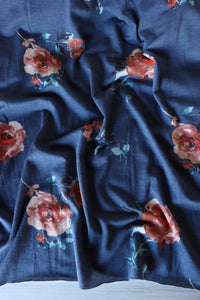 Gwen Floral on Denim French Terry