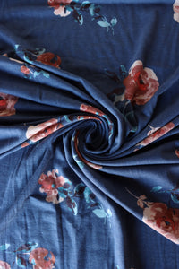 Gwen Floral on Denim French Terry