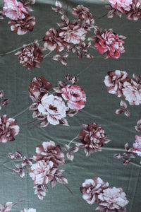 Mae Floral on Dark Sage French Terry