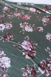 Mae Floral on Dark Sage French Terry