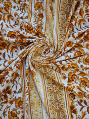 Load image into Gallery viewer, Mustard/Ivory Boho Vertical Stripe Double Brushed Poly