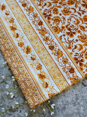 Load image into Gallery viewer, Mustard/Ivory Boho Vertical Stripe Double Brushed Poly