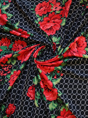 Load image into Gallery viewer, Red Floral Cleo Double Brushed Poly