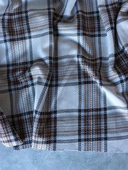 Load image into Gallery viewer, Silver & Umber Plaid Yarn Dyed Jacquard Knit