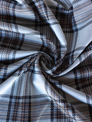 Load image into Gallery viewer, Silver & Umber Plaid Yarn Dyed Jacquard Knit