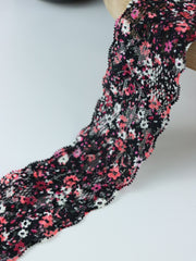 Load image into Gallery viewer, Mini Floral on Black 2" Wide Stretch Lace