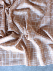 Load image into Gallery viewer, Honey Beige & Ivory Plaid Yarn Dyed Jacquard Knit